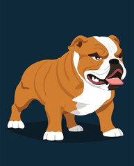 Angry bulldog three quarter view vector illustration cartoon character design