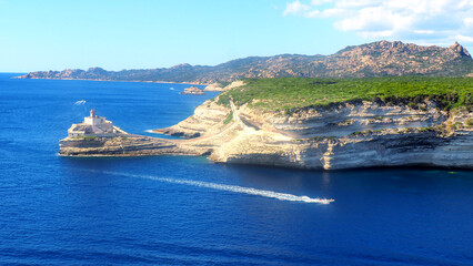 The Madonetta lighthouse in Bonifacio, in Corsica has been located at the entrance to the mouths of...