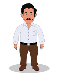 Indian Businessman front view standing cartoon character design