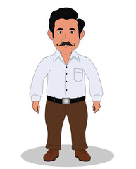 Fototapeta premium Indian Businessman front view standing cartoon character design