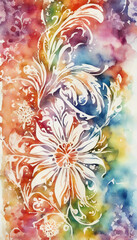 batik design in splash watercolor painting