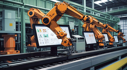 A close-up image showcasing modern factory machinery, including robotic hands, symbolizing the advancements of Industry 4.0 and artificial intelligence (AI) in manufacturing

