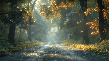 b'The path through the autumn forest'