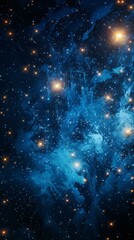 Obraz premium b'Blue and Yellow Nebula with Stars'