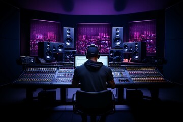 b'Black man in a recording studio'