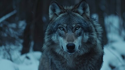 Obraz premium Wolf howling under the moonlight in a dense forest setting - majestic wildlife scene 