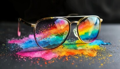 Abstract lifestyle sunglasses and colorful splashing shapes