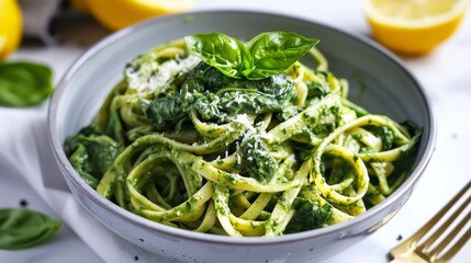 Vegan pasta with spinach