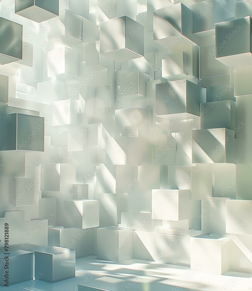 Poster b'three-dimensional white cube rendering'