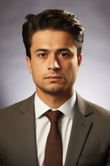 b'Headshot of a young professional man wearing a suit and tie'