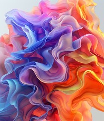 Colorful abstract painting with smooth fluid shapes