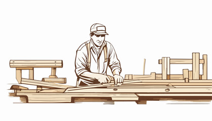 Craftsman Carpenter at Work Vector