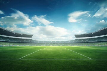 Empty soccer field stage architecture competition floodlight.