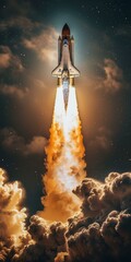 b'Space Shuttle Atlantis launching into space'