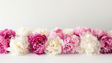 A stunning photograph captures the vibrancy of large colorful peonies set against a crisp white backdrop exuding the essence of spring This artfully toned image features an arrangement of p