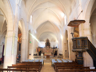 Nave of the Sainte Dominique de Bonifacio church in Corsica (Island of Beauty). This simple Gothic building is built on the presumed site of the Templar church, and dates from the 13th century
