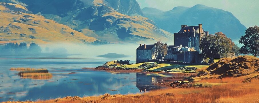 The majestic Eilean Donan Castle stands on a small tidal island in Loch Duich, in the Scottish Highlands