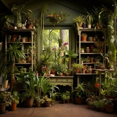 b'Indoor Garden with Plants and Sunlight'