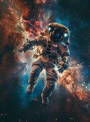 Fototapeta premium b'Astronaut in spacesuit floating in the vastness of space'