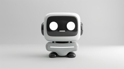 3d render of a robot, 3d rendering of cute robot character with square buttons on the front, simple shape, style minimalism