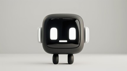 3d render of a robot, 3d rendering of cute robot character with square buttons on the front, simple shape, style minimalism
