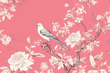 Birds and flowers wallpaper pattern plant.