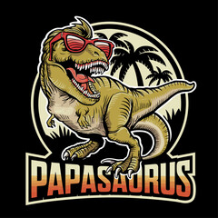 Fathers Day 2024 Vector illustration typography, papaSaurus © NHL Studio