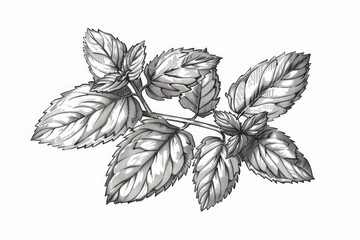 Detailed drawing of a plant with leaves. Suitable for botanical illustrations