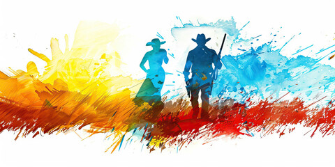 The Argentinean Flag with a Tango Dancer and a Gaucho Horseman - Imagine the Argentinean flag with a tango dancer representing Argentinean culture and a gaucho horseman symbolizing the country's cowbo