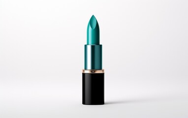 Teal Lipstick Flask on a Clean White Surface