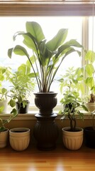 Fototapeta premium b'Indoor plants in front of a window'
