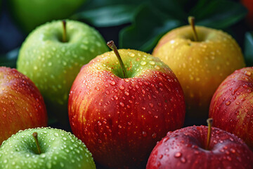 Fresh red and green apples - 798133223