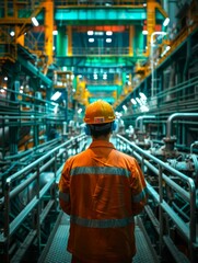 Fototapeta premium b'Industrial Engineer Overseeing Refinery Operations'