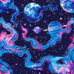 Fototapeta premium Galactic Kaleidoscope Psychedelic Cosmos Pattern