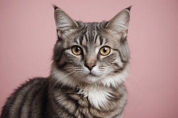 Obraz premium Portrait of American Curl cat looking at camera. Studio shot.