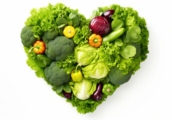Heart formed by a group of vegetables. Healthy food