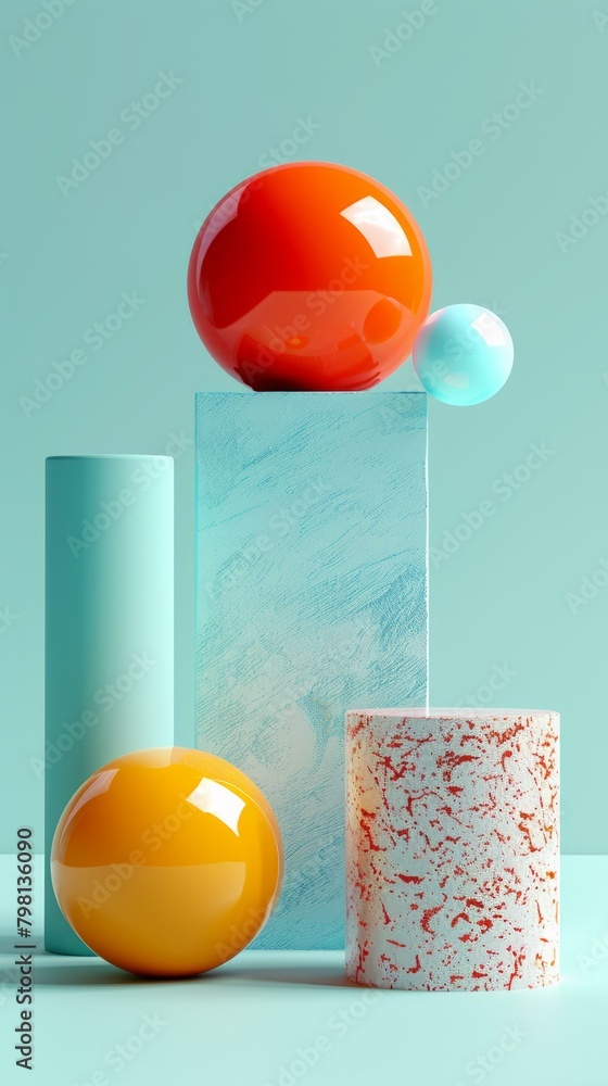 Poster b'3d rendering of colorful geometric shapes'