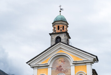 The parish church of San Lorenzo martyr in Losone, district of Locarno, Ticino, Switzerland - obrazy, fototapety, plakaty