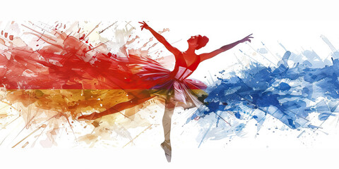 The Russian Flag with a Ballet Dancer and a Cosmonaut - Picture the Russian flag with a ballet dancer representing Russia's cultural excellence in ballet and a cosmonaut symbolizing the country's achi