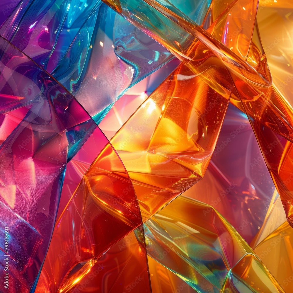 Poster b'colorful 3d rendering of a crumpled glossy surface'