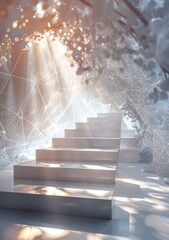 b'White stairs in a surreal glowing environment'