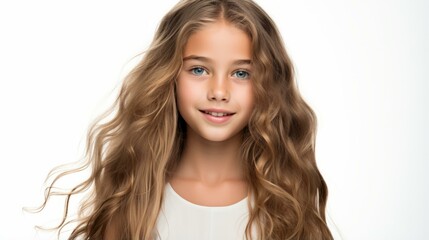 Naklejka premium b'Portrait of a beautiful little girl with long blond hair and blue eyes'