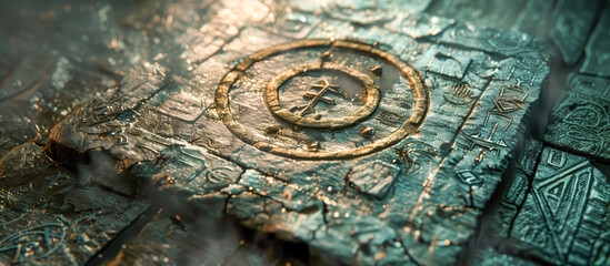 Ancient Runes on Textured Surface Close-Up