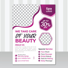 Beauty Spa Salon Flyer template design, Spa Center, Beauty center, Print Ready Editable Layout