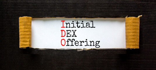 IDO initial DEX offering symbol. Concept words IDO initial DEX offering on beautiful white paper....