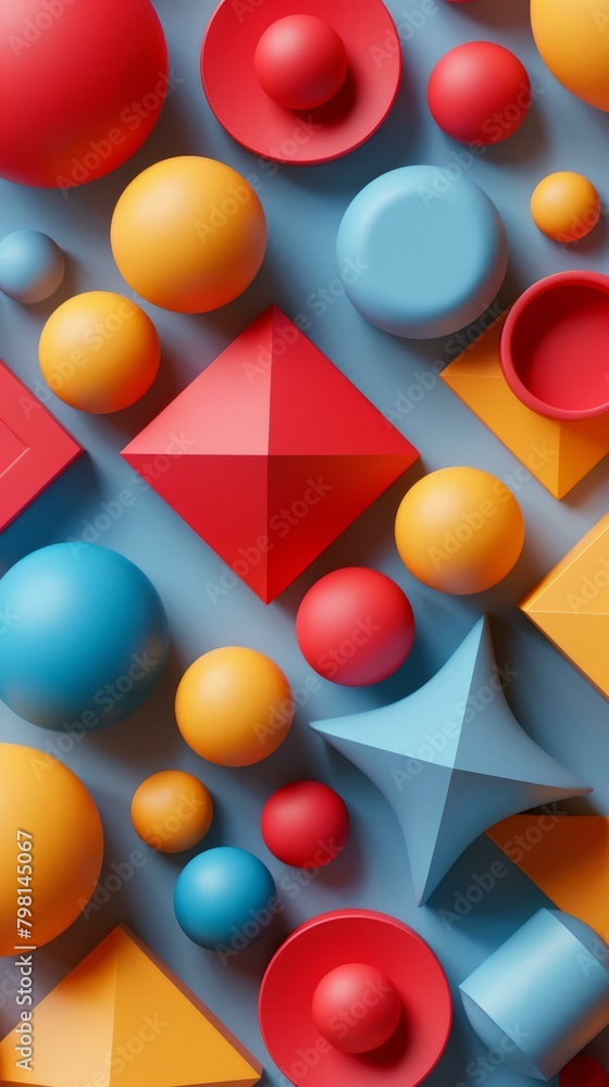 Poster b'3d rendering of colorful geometric shapes'