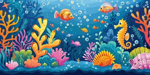 b'Underwater scene with colorful fish and coral reef'