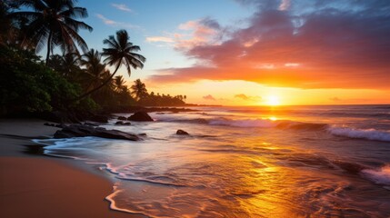 Fototapeta na wymiar a sunset over a beach