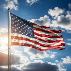 Obraz premium b'The American flag waving in the wind'