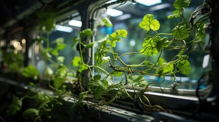 a plant growing in a window